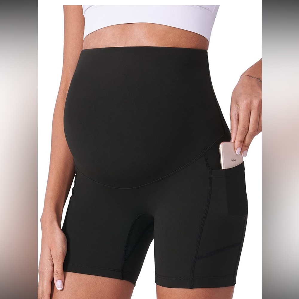 POSHDIVAH Maternity Shorts Workout Yoga Pregnancy Running Short Leggings 5"